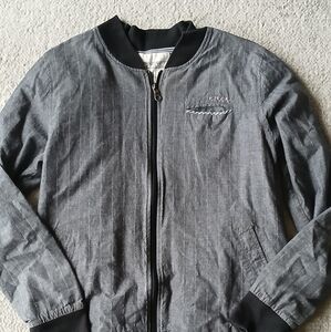 Mens Size Large Bomber Varisty Jacket Ezekiel Pin Striped